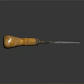 Classic Wood Chisel With Wooden Handle And Metal Blade On Dark Background