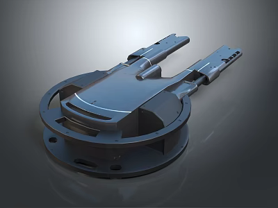 Industrial Metal Mechanical Component With Circular Base Extended Arms And Mounting Holes 3d model