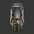 Sleek Modern Black Motorcycle Featuring Yellow Spokes Accents SWS Logo And Dashboard
