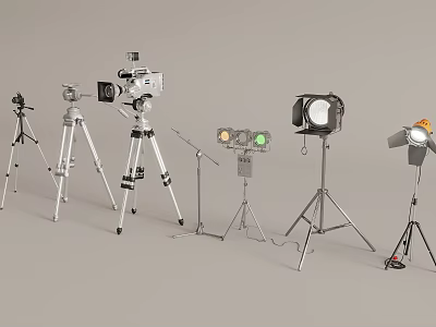 Professional Photography Equipment Setup With Tripod Camera Lighting And Microphone 3d model