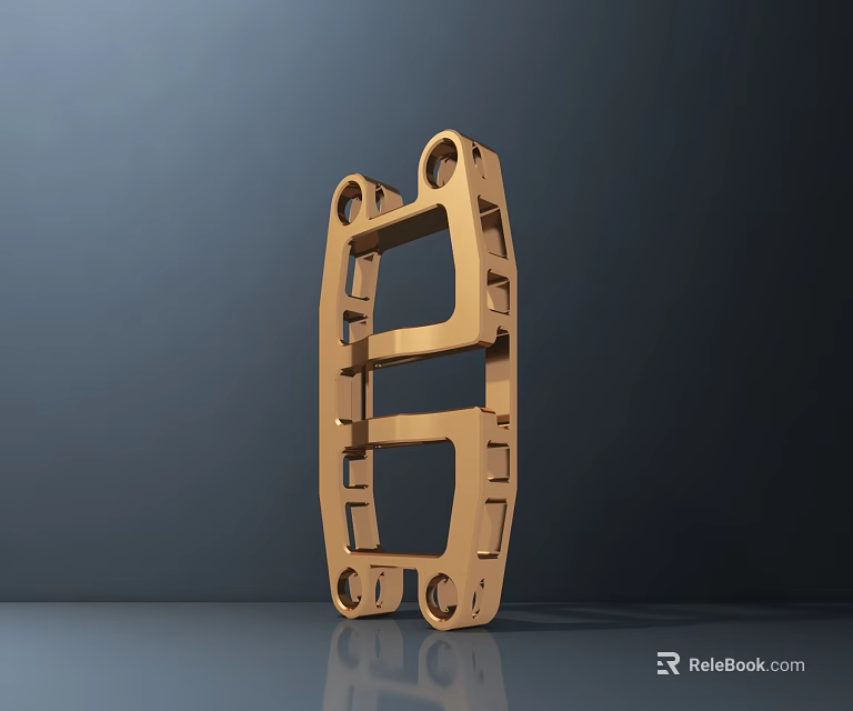 Modern Abstract Wooden Sculpture With Geometric Shapes And Circular Holes 3d model 