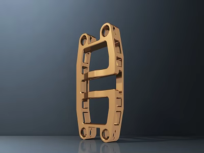 Modern Abstract Wooden Sculpture With Geometric Shapes And Circular Holes 3d model