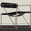Modern Black Metal Frame Accent Chair With Curved Seat And Minimalist Design
