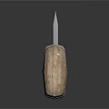 Carved Sculpture Knife With Metal Blade Wooden Handle On Dark Background