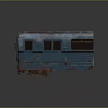 Blue Rusty Train Carriage With Weathered Exterior 3d model