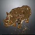 Golden Rhinoceros Shaped Hardware Tool with Intricate Woven Metal Texture