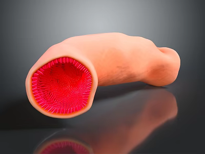 Medical Device 3D Anatomical Model of Human Organ with Tubular Structure and Red Internal Texture 3d model