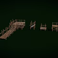 Wooden Stairs With Railings Platforms And Different Length Segments