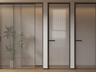 Modern Very Narrow Border Single Open Glass Door Changhong Glass Door Grey Oil Sand Glass Door Frosted Glass Door Toilet Door 3d model