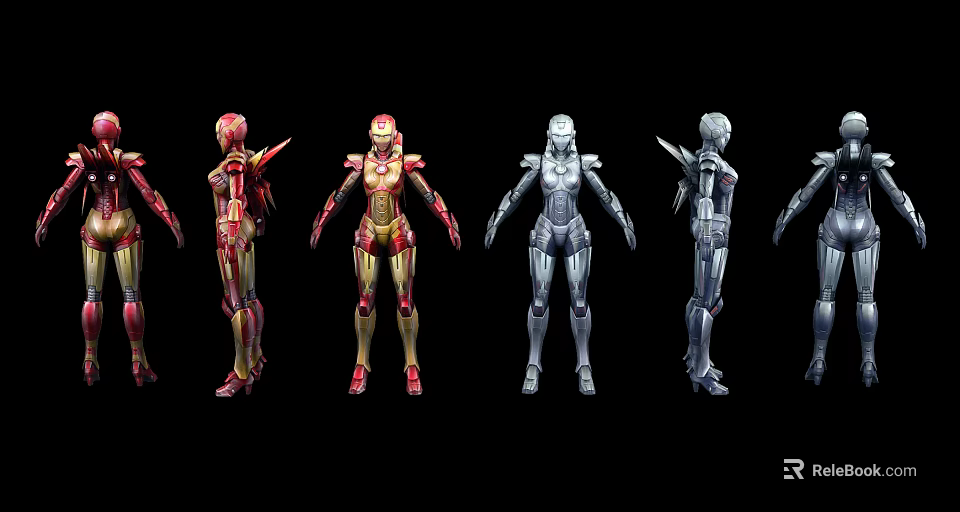 Smart Machines Humanoid Models Showcasing Multiple Color Designs And Poses 3d model 