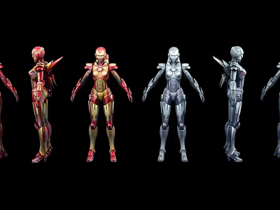 Smart Machines Humanoid Models Showcasing Multiple Color Designs And Poses 3d model