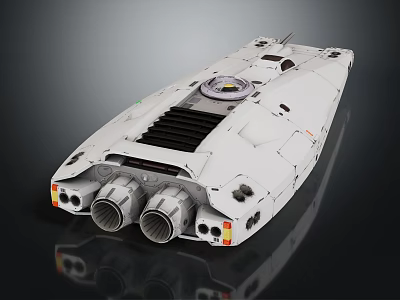 Futuristic Spaceship Rear View With Multiple Engines And Aerodynamic Structure 3d model