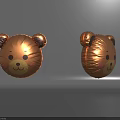 Brown Inflatable Bear Head Design With Ears Eyes Nose Mouth And Pink Cheek Dots
