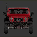 Red Off Road Vehicle With Gray Soft Top And Rugged Bumper Design