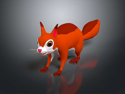Red Squirrel 3D Modeled Game Movie Character With Standing Pose Orange White Fur Pink Ears 3d model