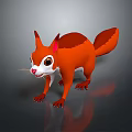Red Squirrel 3D Modeled Game Movie Character With Standing Pose Orange White Fur Pink Ears