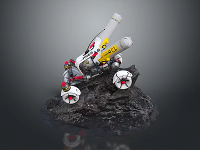 Space Exploration Rover Equipped With Scientific Instruments On Rocky Planetary Surface 3d model