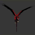 Detailed Red Dragon 3D Model with Wings in Block Style Flying Pose