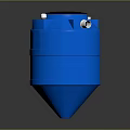 Blue Cylindrical Industrial Component With Top Lid And Side Port Design 3d model