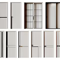 Modern Hinged Doors With Various Designs Glass Panels And White Frames 3d model