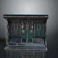 Futuristic Industrial Metallic Reinforced Door With Framed Panel Design And Grilled Base Platform