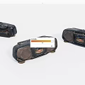 Vintage Black Radios With Classic Design And Speaker Grilles On White Background
