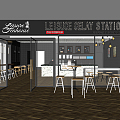 Industrial LOFT Milk Tea Shop Dessert Shop Door Head Beverage Shop Cashier Console Back Kitchen Equipment Table and Chair Card Seat 3d model