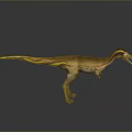 Realistic Brown Dinosaur With Yellow Stripes Colorful Crest And Open Mouth