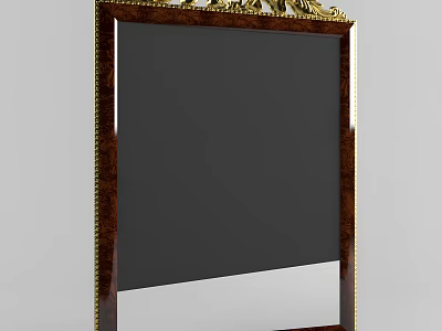 Ornate Decorative Mirror With Dark Wood Frame And Gold Accents 3d model