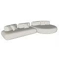 Modern Beige Sectional Sofa with Rounded Design and Comfortable Cushions