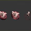 Human Heart Anatomical Models Displaying Three Views With Complete Section And Vascular Details 3d model