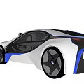 BMW Futuristic Concept Car With White And Blue Sleek Design And Unique Wheels