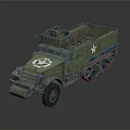 Military Green Functional Vehicle With Tracks Wheels Machine Gun And Star Insignia