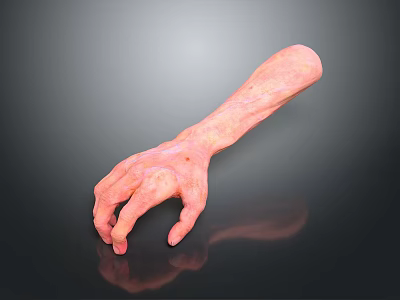 Detailed Human Arm And Hand 3D Render With Skin Texture On Dark Background And Reflection 3d model