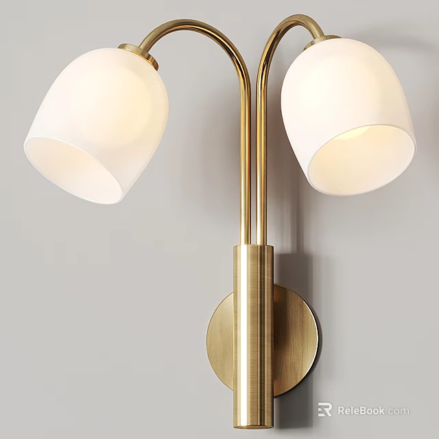 Modern Wall Lamp With White Lampshades And Gold Metal Design For Home Decor 3d model 