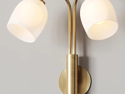 Modern Wall Lamp With White Lampshades And Gold Metal Design For Home Decor 3d model