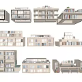 Library bookcase combination 3d model