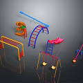 Colorful Outdoor Children's Playground Equipment With Slide Swings Climbing Ladder And Seesaw