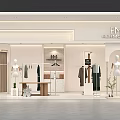 Modern Clothing Store Interior With Mannequins Stylish Outfits Display Racks And Green Plants