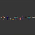 Minecraft Game Characters Arranged in Line With Various Poses And Colors 3d model