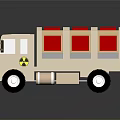 Beige Toy Truck Exterior Design With Red Compartments And Radioactive Symbol