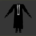 Black Long Formal Coat Outfit Featuring White Shirt Black Tie Gloves And Shoes