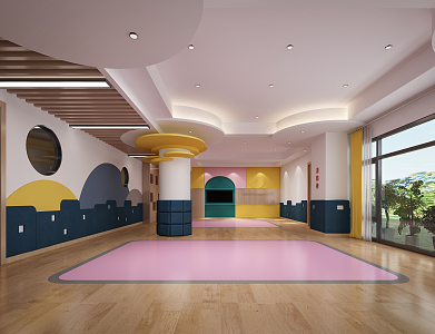 Modern Dance Room Kindergarten Dance Classroom 3d model