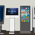 Modern Interactive Self Service Kiosks With Digital Screens And Various Interfaces 3d model