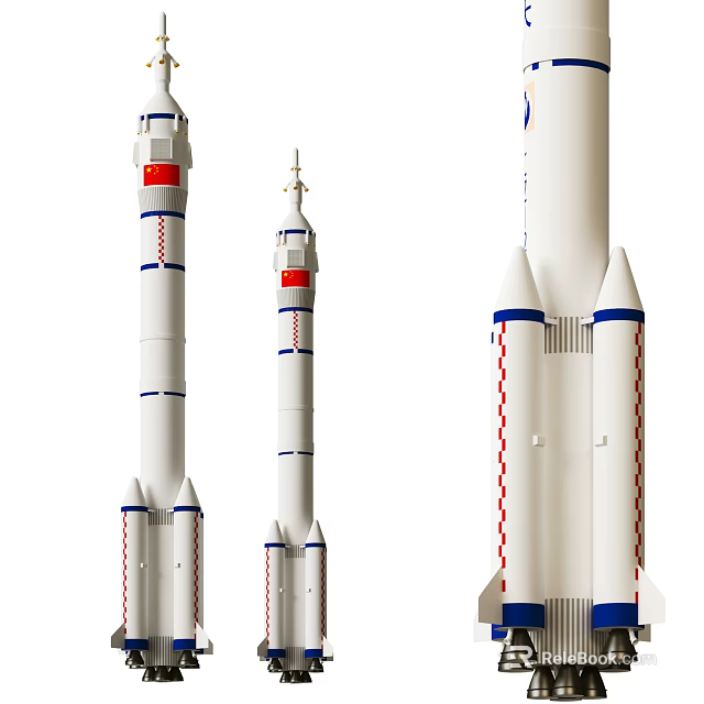 Three Different Space Rockets On 3d model 