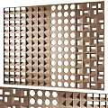 Modern Wooden Room Dividers With Circular Holes Square And Triangular Patterns 3d model