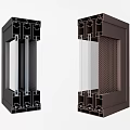 Black And Brown Window Frame Profiles With Internal Structure And Glass Panels 3d model