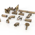 Brass Plumbing Pipe Fittings In Various Shapes With Elbows Joints And Valves