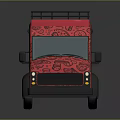 Red Patterned Food Truck With Roof Rack And Side Window Design