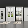 Modern White Double Doors Interior Design With Glass Panels And Windows